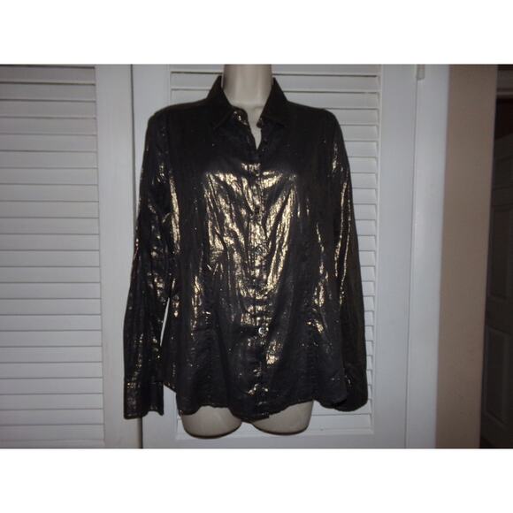 J Crew 100% cotton metallic button front blouse size 8 Excellent Beautiful - Picture 3 of 7